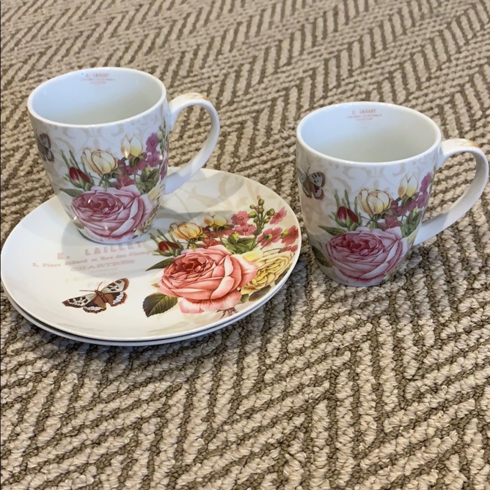 Floral cups and saucers